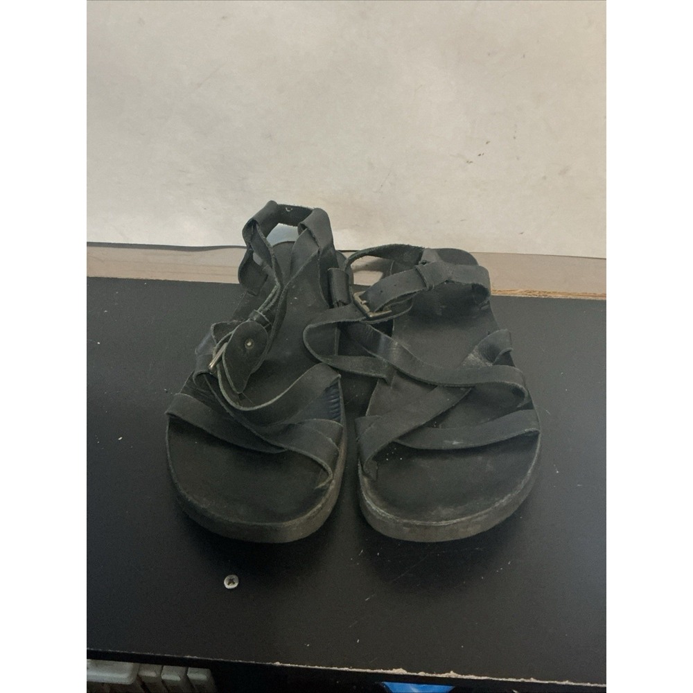Steven Alan Mens Black Leather Buckle Strap Sandals Size 9 Made in Brazil